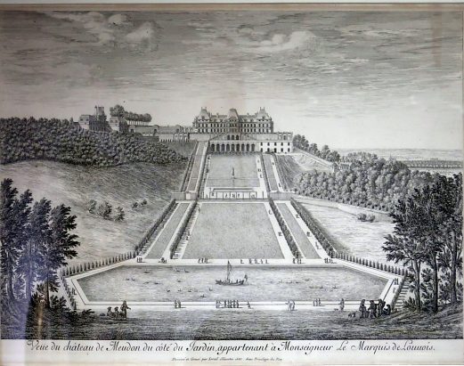 Israël Silvestre : «Vue du château de Meudon du côté du jardin», 1685, Gravure à l'eau-forte