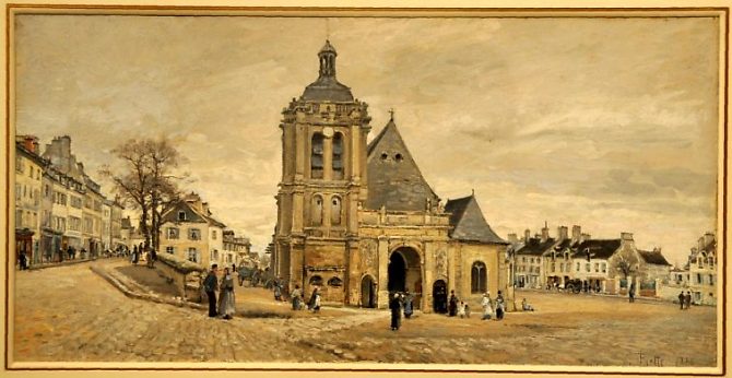 "La Place Notre-Dame à Pontoise, 1874" par Ludovic Piette