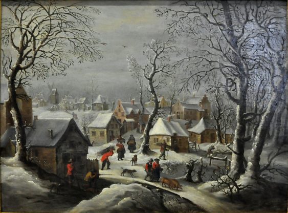 «L'Hiver» tableau à la manière de de Jan I Brueghel dit Brueghel de Velours (1568–1625)