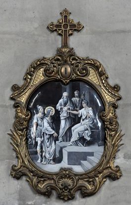Chemin de croix, station I : Jésus devant Pilate.