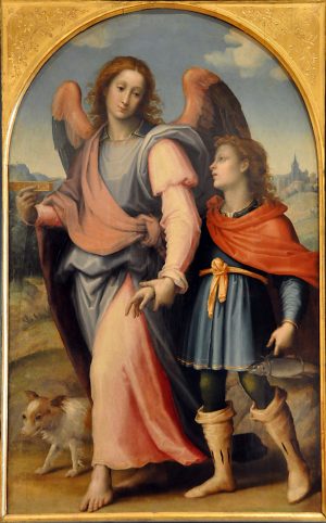 Attribué à Francesco Sogliani (1492–1544) : «Tobie conduit par l'ange»