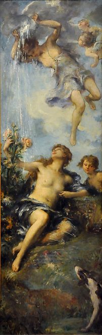 Henri–Léopold Lévy (1840–1904) : «La Nymphe Nébula verse la pluie sur les fleurs»