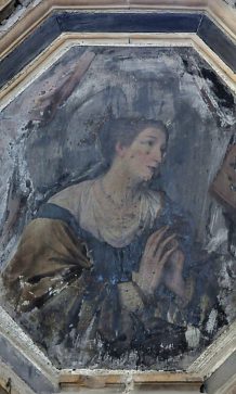 Sainte Catherine par Jean Le Clerc (années 1630) dans un médaillon de la chapelle.
