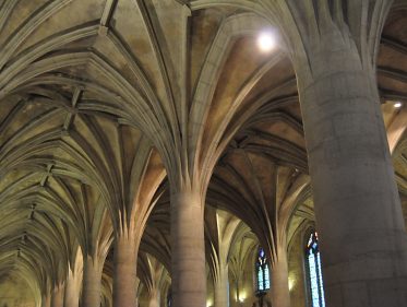 La voûte en palmier du vaisseau principal et des bas-côtés