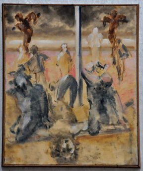 Tableau du chemin de croix peint par William Einstein (1907-1972) «Jésus est cloué sur la croix»