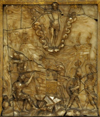 Retable d'oratoire orné de la Résurrection 