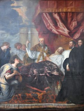 Tableau dans le transept : «La Mort de saint Vaast» Tableau dans le transept : «La Mort de saint Vaast»