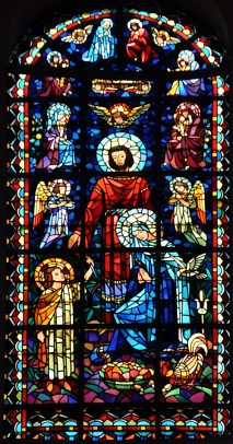 Vitrail : «La Sainte Famille», XXe siècle Vitrail : «La Sainte Famille», XXe siècle