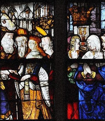 Baie 108 - Le Mariage de la Vierge : la Vierge (à gauche) ; derrire, Anne