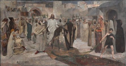 Toile marouflée de la nef : «L'entrée du Christ à Jérusalem» par Charrier