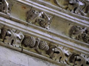 Pampres et feuilles de vigne dans l'ornementation du croisillon sud du transept