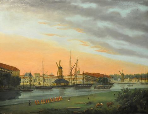 Vue du port de Rochefort, huile sur toile, 1837