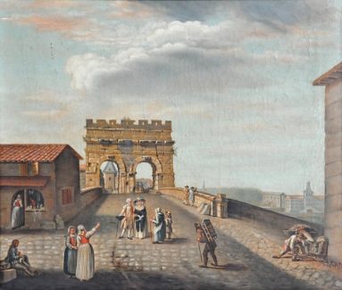 Vue de l'ancien pont de Saintes avec l'arc de Germanicus