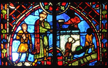 Le Miracle de Théophile, détail de la verrière Le Miracle de Théophile, détail de la verrière