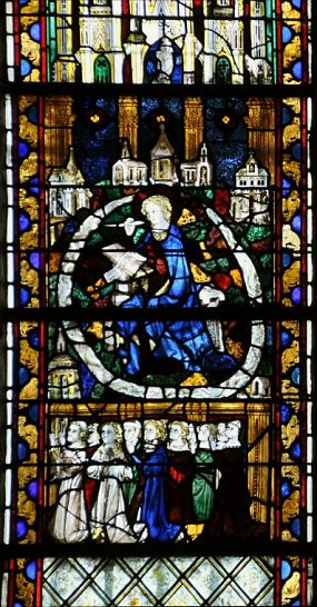 Vitrail de 1340-1350, Saint Jean écrit aux sept églises d'Asie Vitrail de 1340-1350, Saint Jean écrit aux sept églises d'Asie