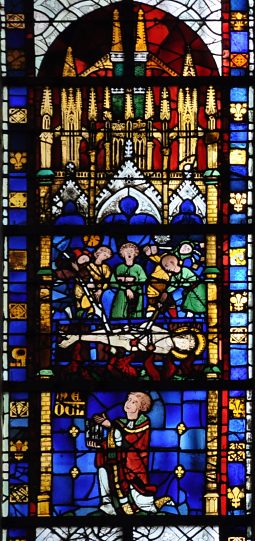 Vitrail de 1290, martyre de saint Vincent Vitrail de 1290, martyre de saint Vincent
