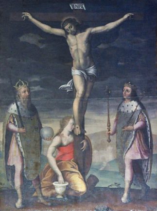 «Le Christ en croix entre saint Charlemagne et saint Louis» «Le Christ en croix entre saint Charlemagne et saint Louis»
