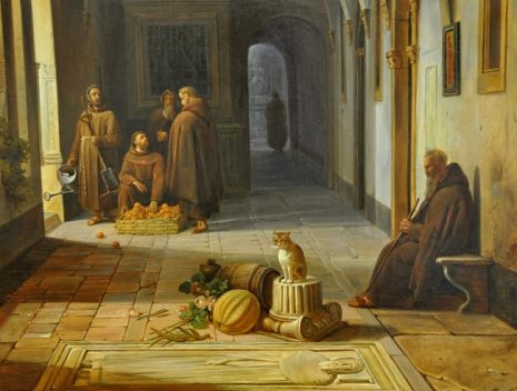 «Rome, Moines franciscains dans le cloître de Santa Maria  d'Aracoeli», détail