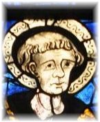 Personnage dans un vitrail de la nef (vers 1300 - 1315)