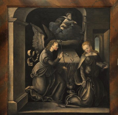 L'Annonciation, XVIe siècle, grisaille sur bois