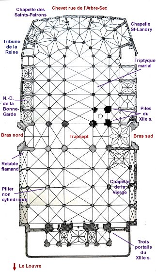 Plan de l'église Saint-Germain l'Auxerrois