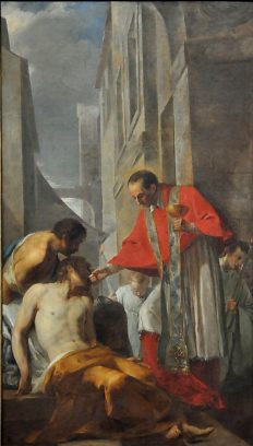 «Saint Charles Borromée donnant la communion», huile sur toile, auteur anonyme