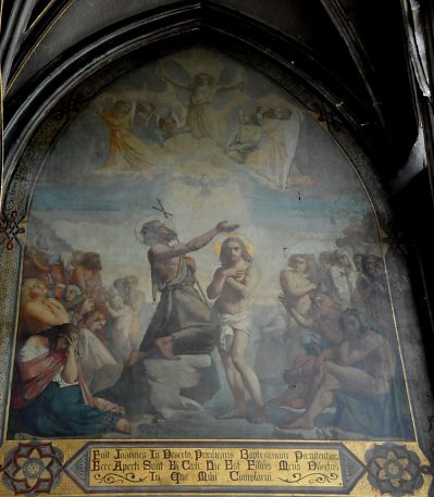 «Le Baptême du Christ», fresque dans une chapelle du déambulatoire nord