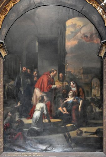 «Saint Charles Borromée donnant la communion aux pestiférés de Milan» de Guillaume–François Colson (1785–1850)
