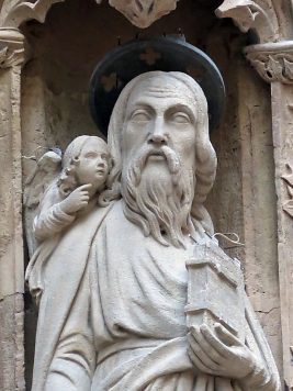 Statue dans la niche d'un ébrasement nord : saint Matthieu et l'ange