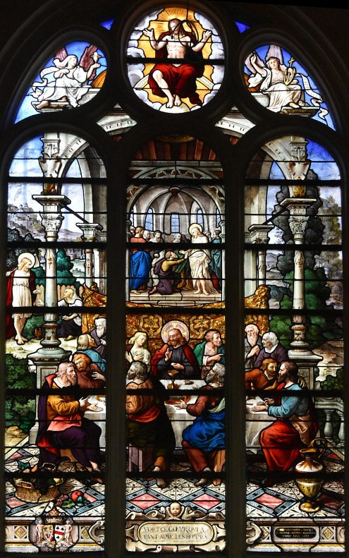 Vitrail baie 18, la Cène et les Apparitions du Christ, Charles Champigneulle, 1889