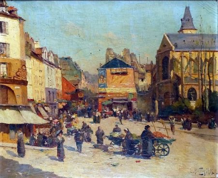 «Paris, la rue Mouffetard et l'église Saint-Médard»