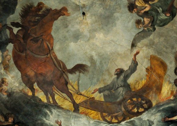 Le proph�te �lie dans son char de feu (calotte de la coupole peinte par Walth�re Damery)
