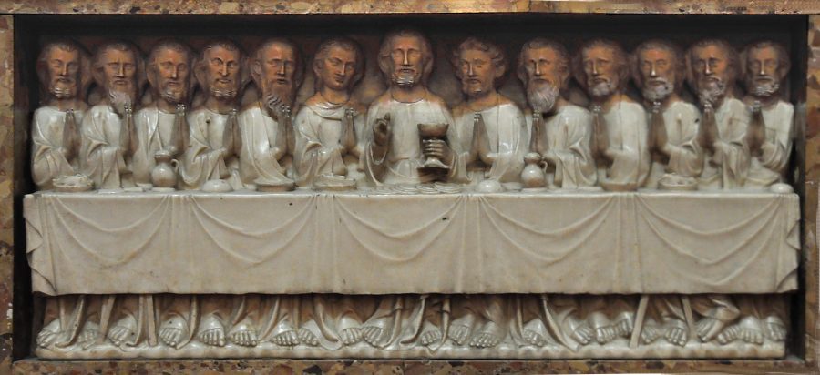 La C�ne, bas-relief en marbre attribu� � �vrard d'Orl�ans (XIVe si�cle)