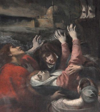 La Vierge tombe en syncope, soutenue par une sainte femme