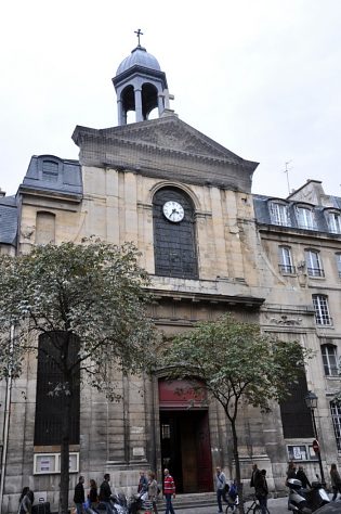 La faade de l'église des Billette, rue des archives