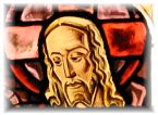 Jésus dans le vitrail des Noces de Cana
