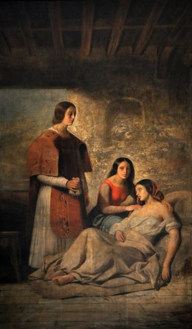 «Saint Étienne visite une malade» par Champmartin