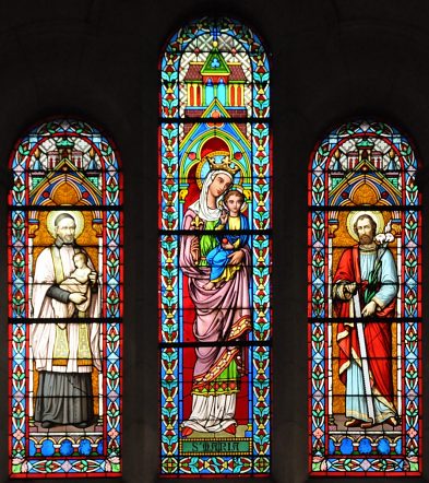La Vierge entre saint Vincent de Paul et saint Joseph artisan