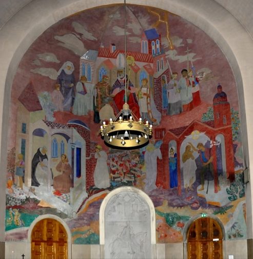 Peinture murale sur la façade du transept droit