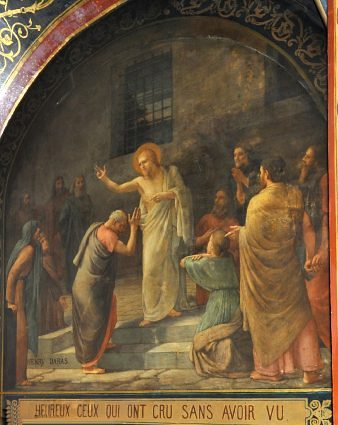 Peinture murale «L'Incrédulité de saint Thomas» par Henry Daras (1850–1928)