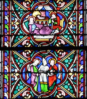 Vitrail historié dans la chapelle de la Vierge