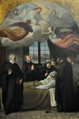 «La Mort de saint Camille de Lellés» par Antoine Sublet (1821–1897) Huile sur toile de 1856
