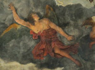 Un ange guide le char d'Élie vers le ciel (Walthère  Damery)