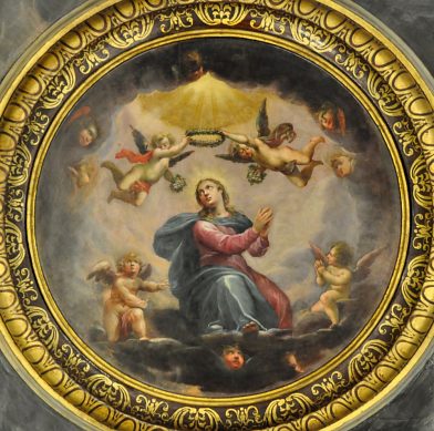 Au centre de la voûte : «Le Couronnement de la Vierge»