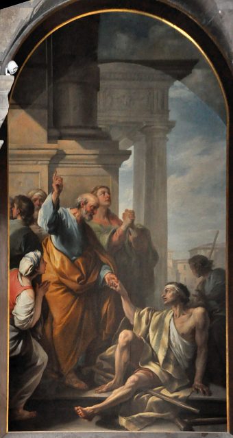 «Saint Pierre guérissant un boiteux à la porte du Temple»