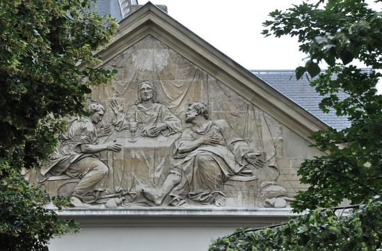 Bas-relief «Les Plerins d'Emmas» attribu  Jean-Baptiste  Goy (1666-1738)