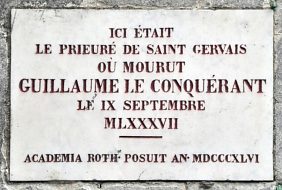 Plaque rappelant la mort de Guillaume le Conquérant en ce lieu