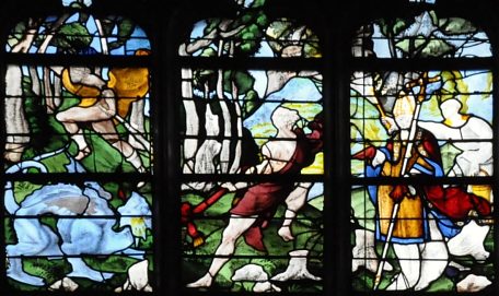Saint Romain, aidé d'un condamné à mort, capture la gargouille. Saint Romain, aidé d'un condamné à mort, capture la gargouille.