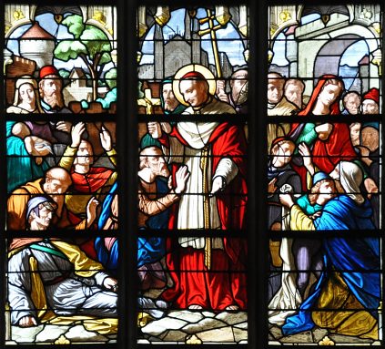 Vitrail de Saint Charles Borromée, registre supérieur Vitrail de Saint Charles Borromée, registre supérieur