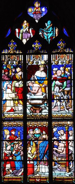Vitrail du Baptême de Clovis avec sainte Jeanne d'Arc, Vitrail du Baptême de Clovis avec sainte Jeanne d'Arc,